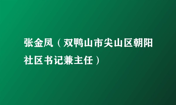 张金凤（双鸭山市尖山区朝阳社区书记兼主任）