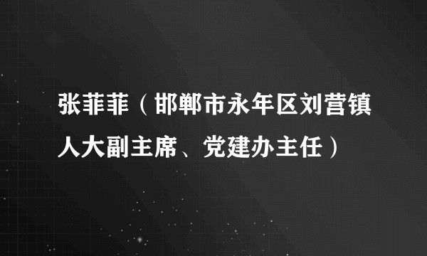 张菲菲（邯郸市永年区刘营镇人大副主席、党建办主任）