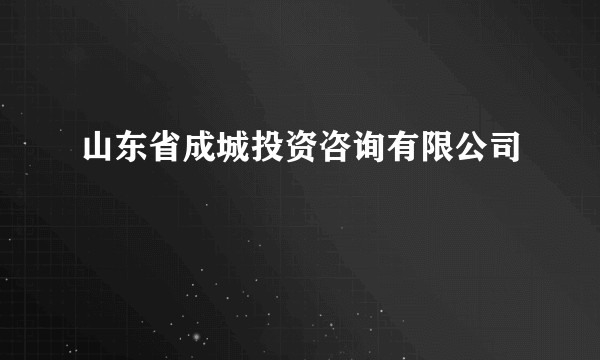 山东省成城投资咨询有限公司