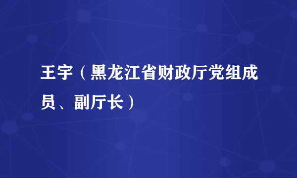 王宇（黑龙江省财政厅党组成员、副厅长）