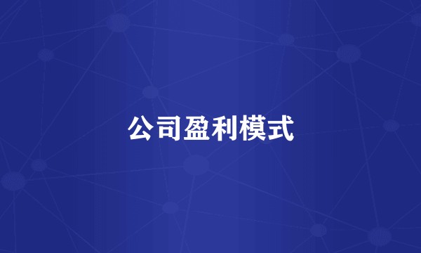 公司盈利模式