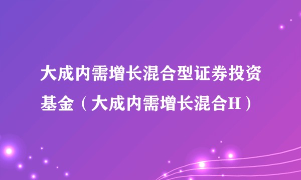 大成内需增长混合型证券投资基金（大成内需增长混合H）
