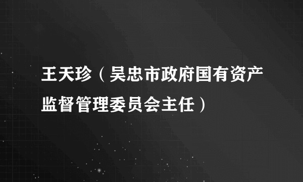 王天珍（吴忠市政府国有资产监督管理委员会主任）