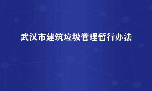 武汉市建筑垃圾管理暂行办法