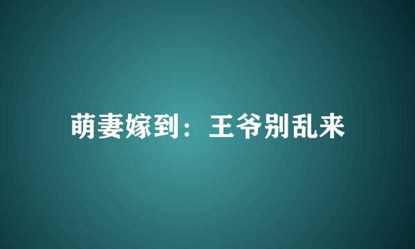 萌妻嫁到:王爷别乱来