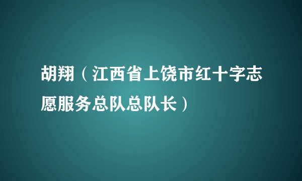 胡翔（江西省上饶市红十字志愿服务总队总队长）