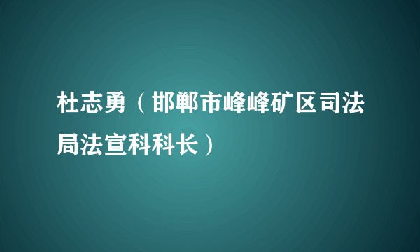 杜志勇（邯郸市峰峰矿区司法局法宣科科长）
