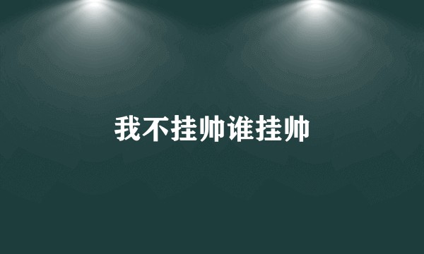 我不挂帅谁挂帅