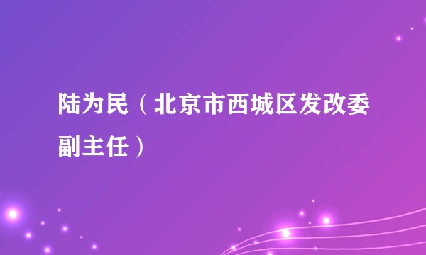 陆为民（北京市西城区发改委副主任）