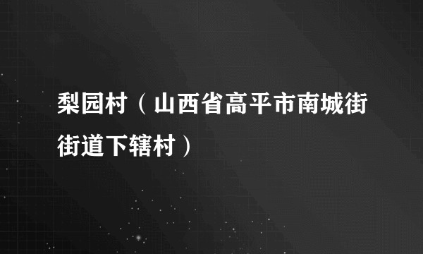 梨园村（山西省高平市南城街街道下辖村）