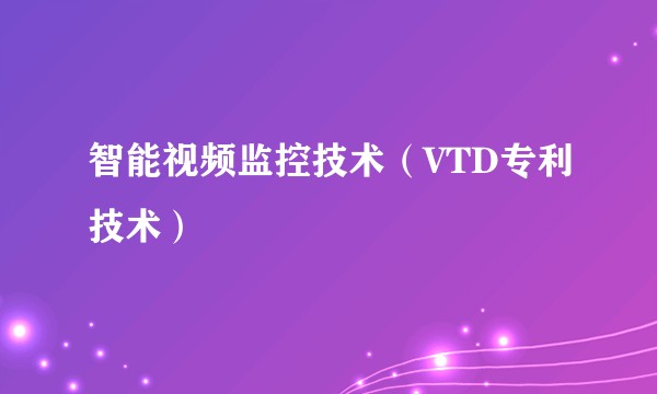 智能视频监控技术（VTD专利技术）