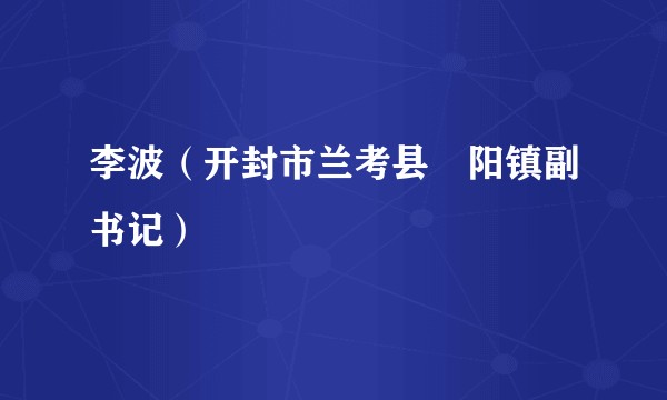 李波(开封市兰考县堌阳镇副书记)
