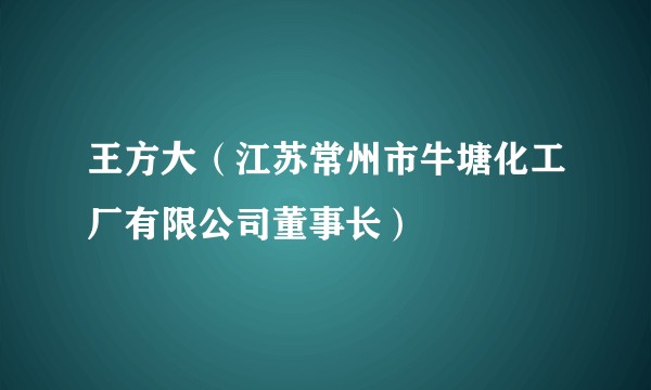 王方大（江苏常州市牛塘化工厂有限公司董事长）