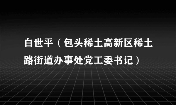 白世平（包头稀土高新区稀土路街道办事处党工委书记）