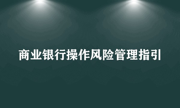 商业银行操作风险管理指引