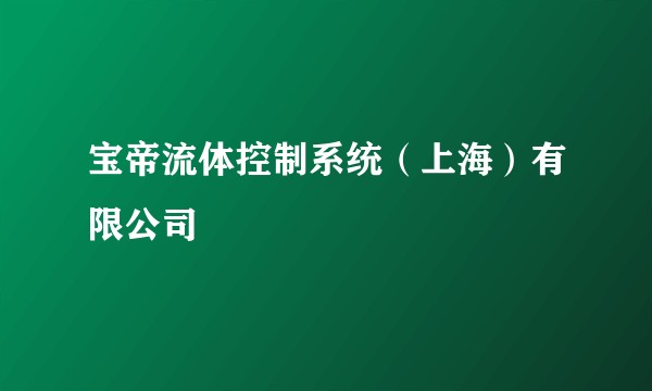 宝帝流体控制系统（上海）有限公司