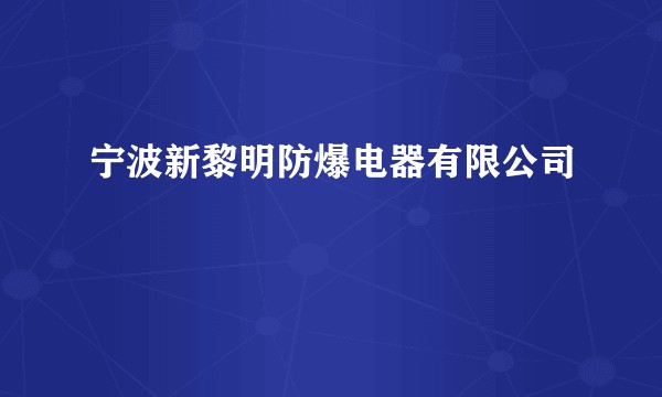 宁波新黎明防爆电器有限公司