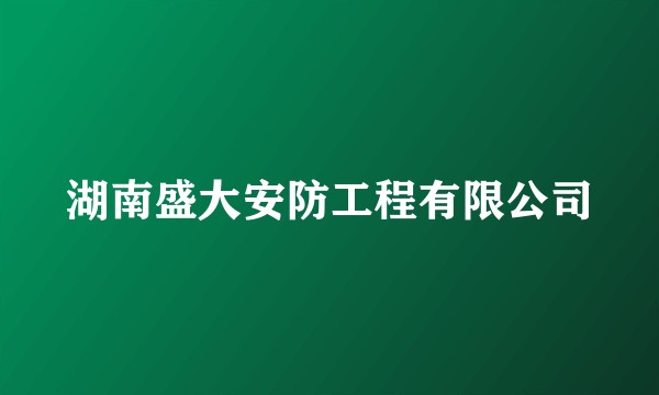 湖南盛大安防工程有限公司