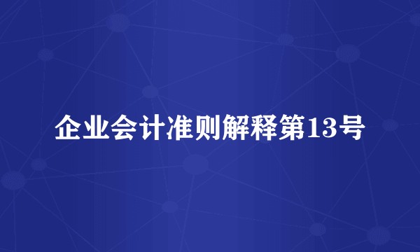 企业会计准则解释第13号