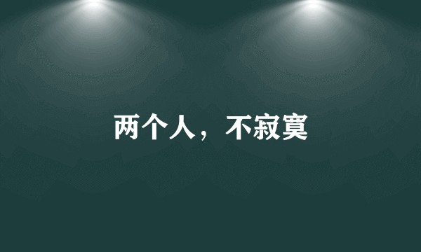 两个人,不寂寞