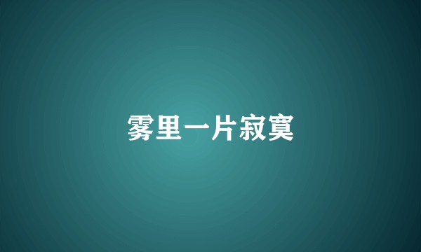 雾里一片寂寞