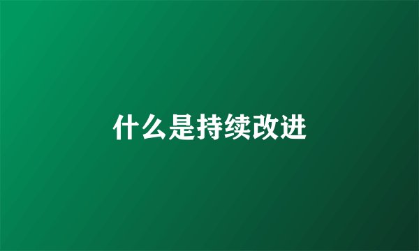 什么是持续改进