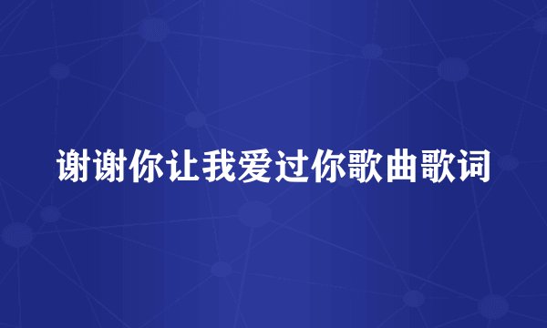 谢谢你让我爱过你歌曲歌词