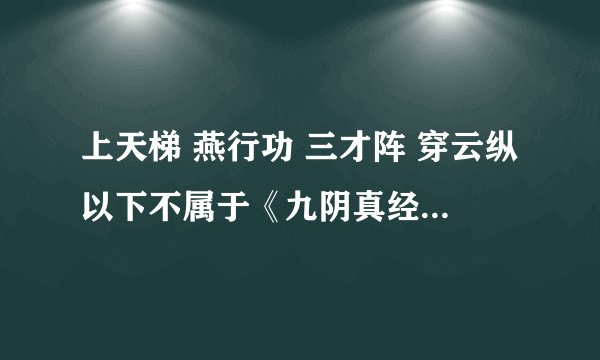 上天梯 燕行功 三才阵 穿云纵以下不属于《九阴真经》轻功的是?