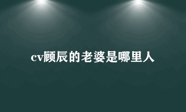 cv顾辰的老婆是哪里人