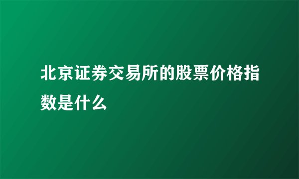 北京证券交易所的股票价格指数是什么