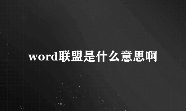 word联盟是什么意思啊