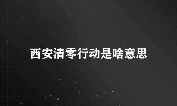 西安清零行动是啥意思