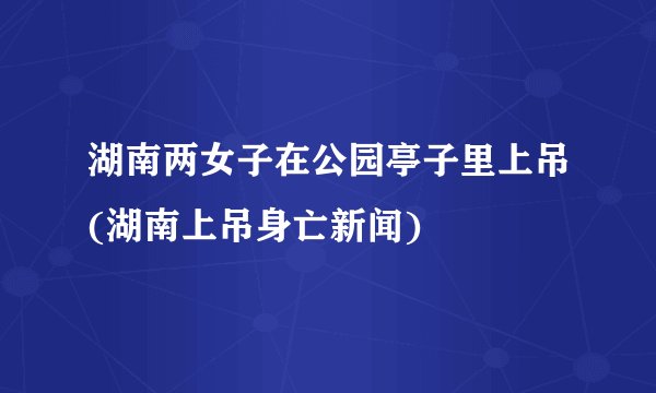 湖南两女子在公园亭子里上吊(湖南上吊身亡新闻)