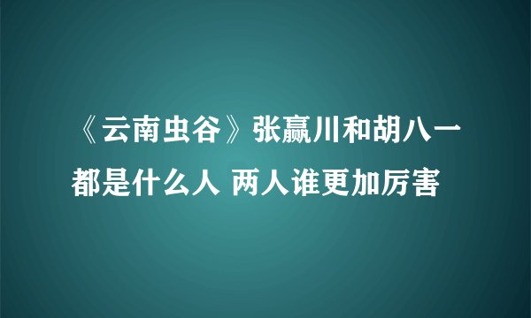 《云南虫谷》张赢川和胡八一都是什么人 两人谁更加厉害