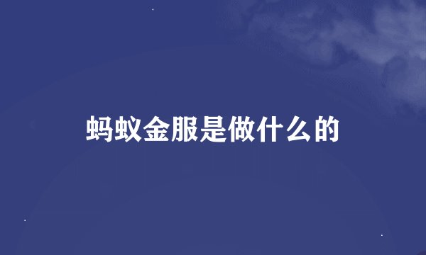 蚂蚁金服是做什么的