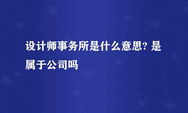 设计师事务所是什么意思? 是属于公司吗