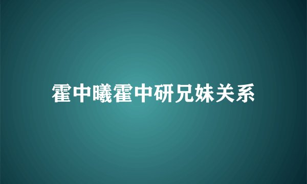 霍中曦霍中研兄妹关系