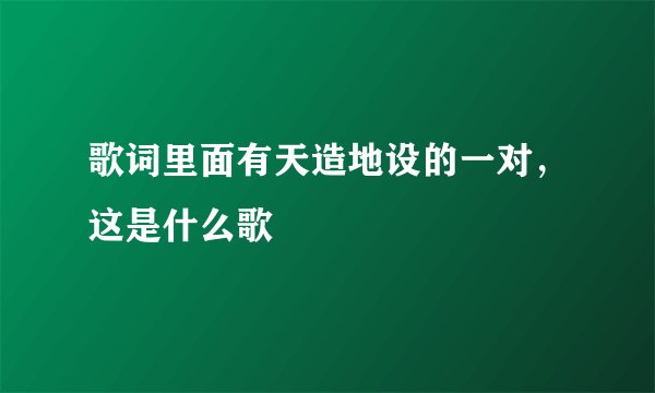 歌词里面有天造地设的一对，这是什么歌