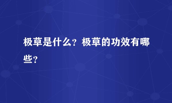 极草是什么？极草的功效有哪些？