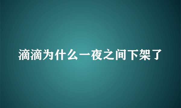 滴滴为什么一夜之间下架了
