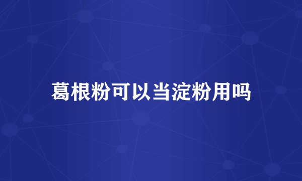 葛根粉可以当淀粉用吗