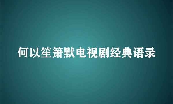 何以笙箫默电视剧经典语录