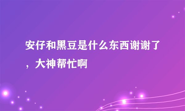 安仔和黑豆是什么东西谢谢了，大神帮忙啊