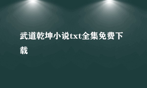 武道乾坤小说txt全集免费下载