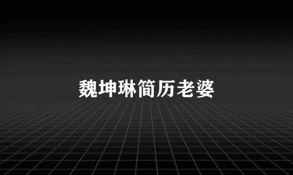 魏坤琳简历老婆