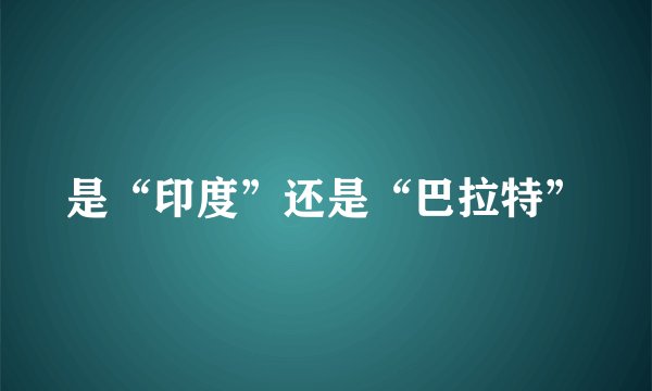 是“印度”还是“巴拉特”