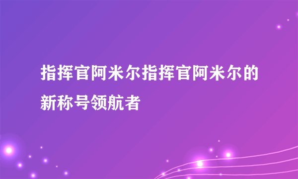 指挥官阿米尔指挥官阿米尔的新称号领航者