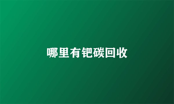 哪里有钯碳回收