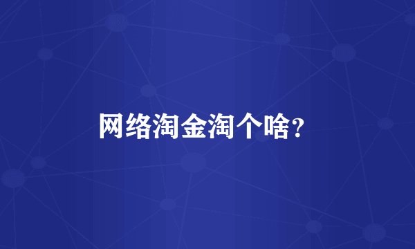 网络淘金淘个啥？