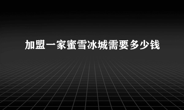 加盟一家蜜雪冰城需要多少钱
